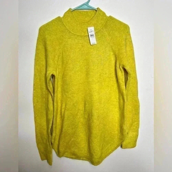 NWT Loft Yellow Knit Mock Neck Pullover Size Small - Picture 1 of 5